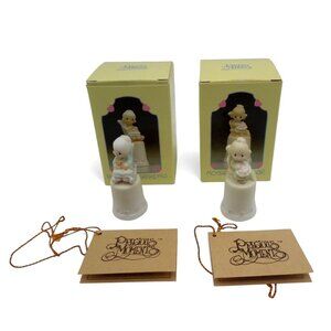 Precious Moments THIMBLE SET Purr-fect Grandma & Mother Sew Dear 80s Vintage